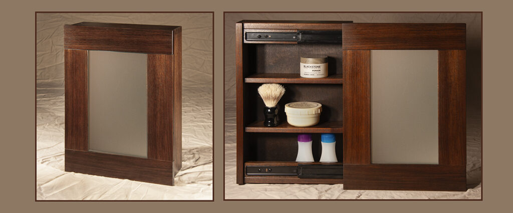 Jatoba Bathroom Cabinet with Matelux Frosted Glass